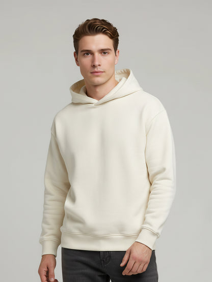 Celio Men Cream Solid Oversize Cotton Sweatshirts