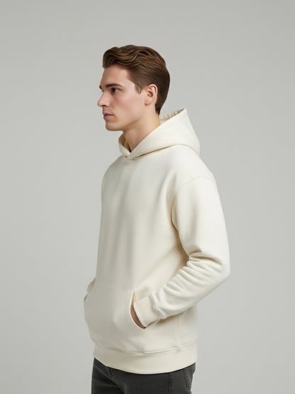 Celio Men Cream Solid Oversize Cotton Sweatshirts