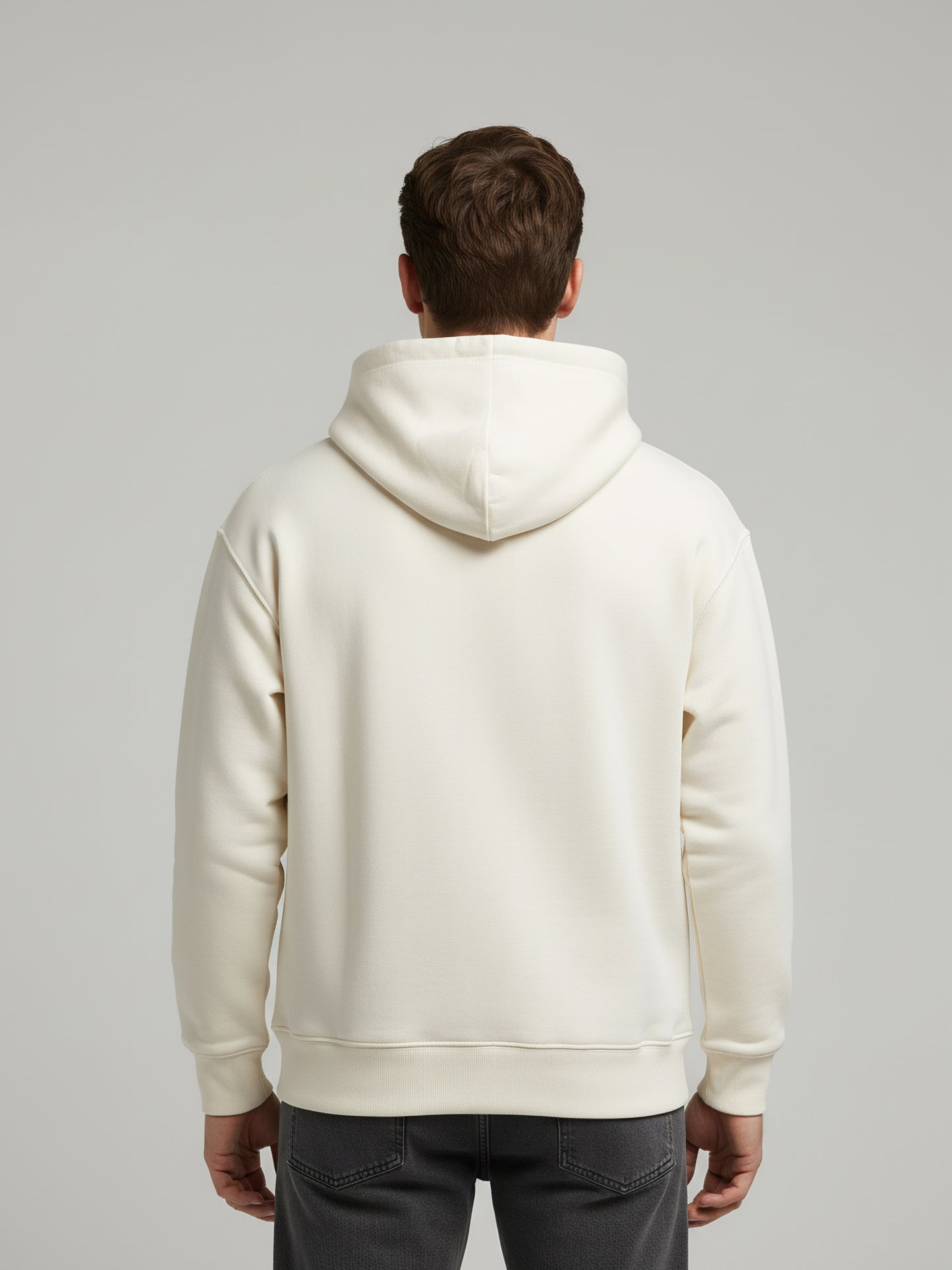 Celio Men Cream Solid Oversize Cotton Sweatshirts