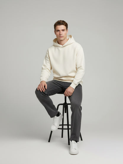 Celio Men Cream Solid Oversize Cotton Sweatshirts