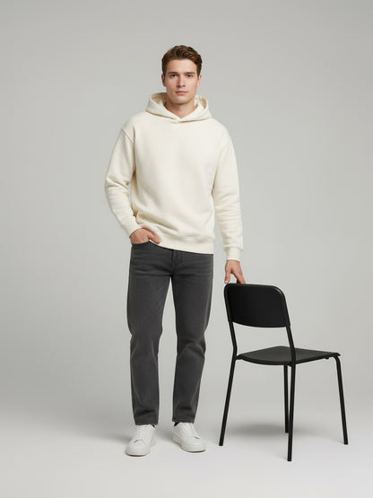 Celio Men Cream Solid Oversize Cotton Sweatshirts