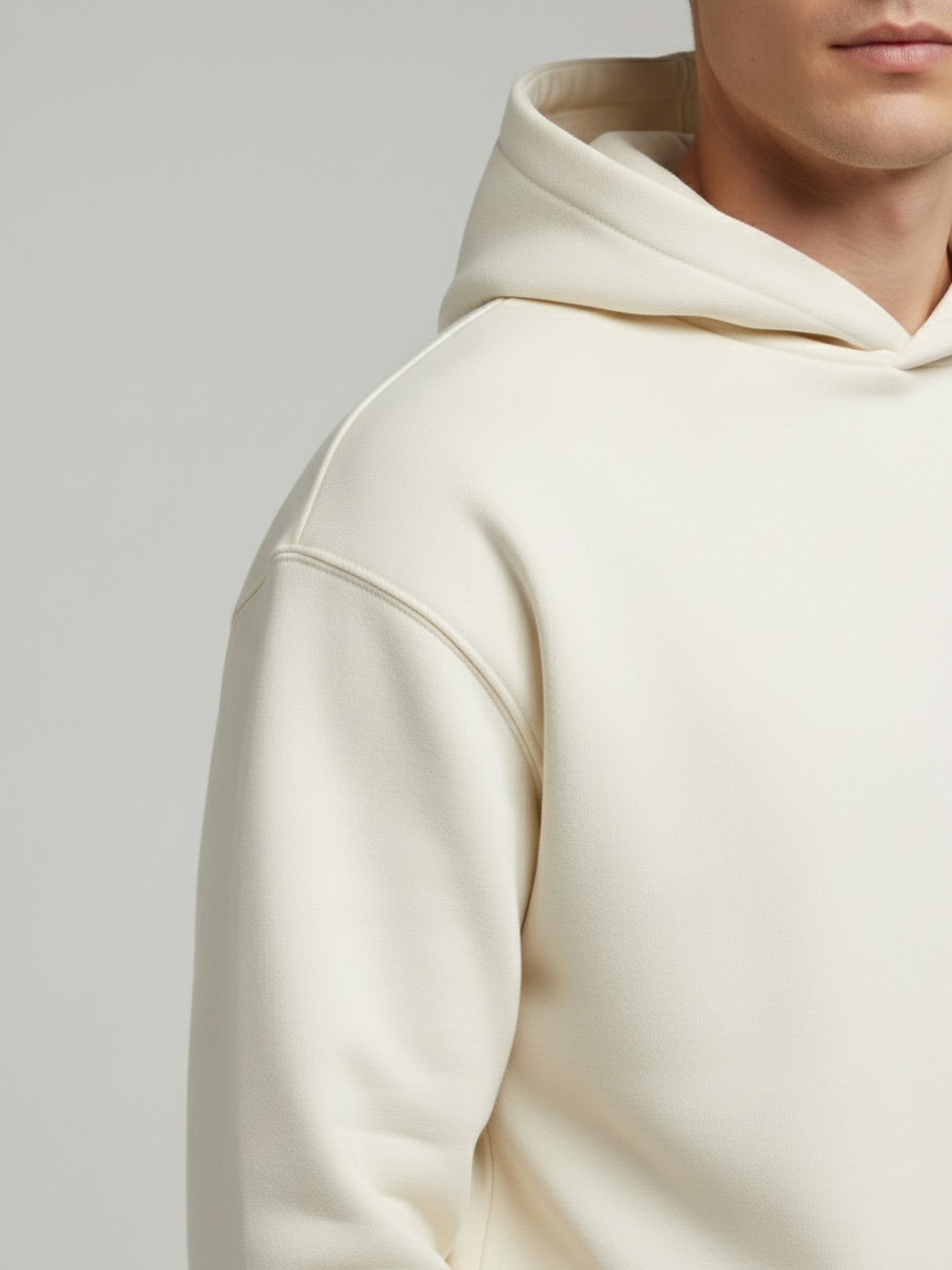 Celio Men Cream Solid Oversize Cotton Sweatshirts