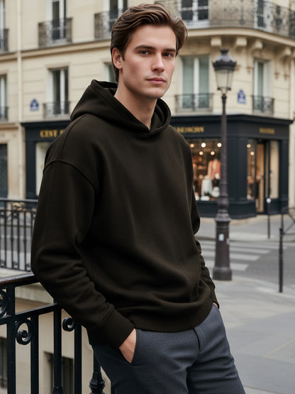 Celio Men Black Solid Oversize Cotton Sweatshirts