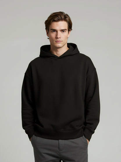 Celio Men Black Solid Oversize Cotton Sweatshirts