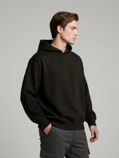 Celio Men Black Solid Oversize Cotton Sweatshirts