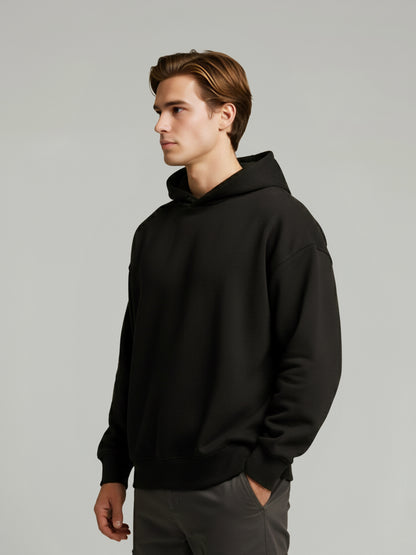Celio Men Black Solid Oversize Cotton Sweatshirts