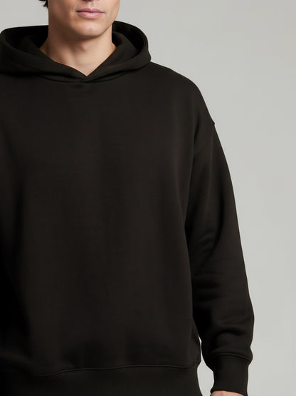 Celio Men Black Solid Oversize Cotton Sweatshirts