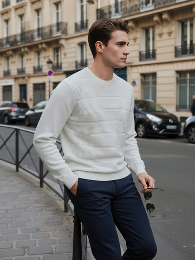 Celio* Men Off White Solid Regular Fit Cotton Sweaters