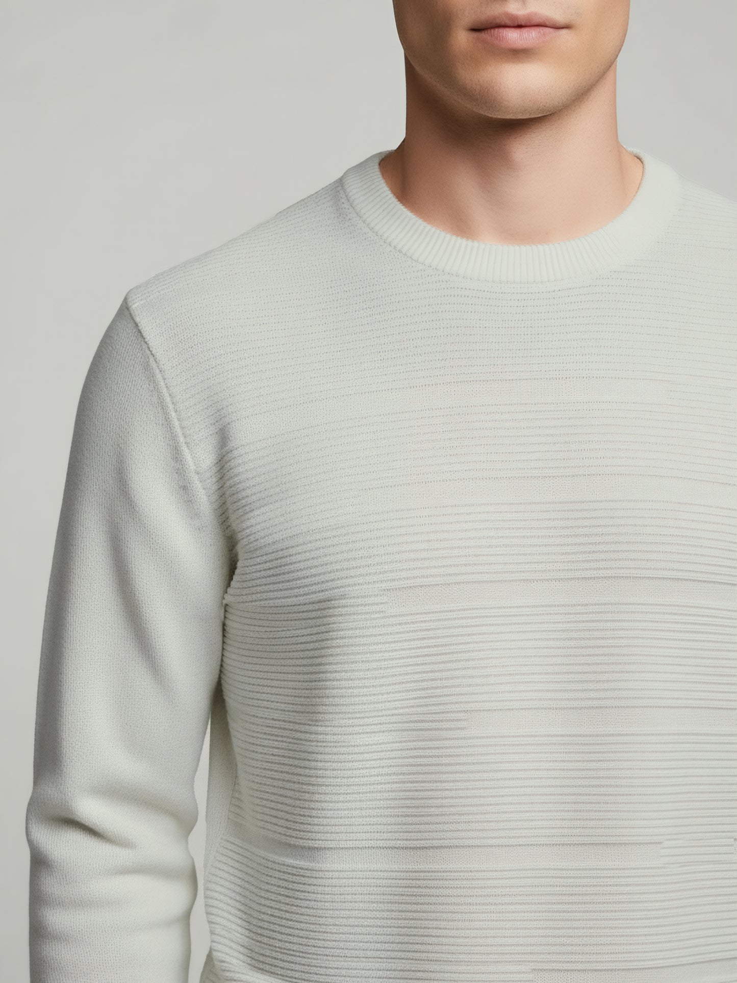 Celio Men Off White Solid Regular Fit Cotton Sweaters