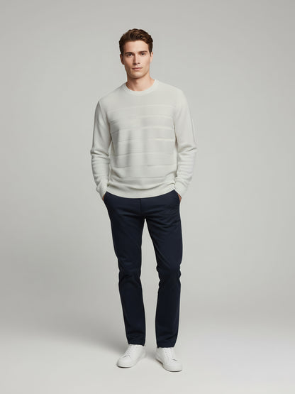 Celio Men Off White Solid Regular Fit Cotton Sweaters