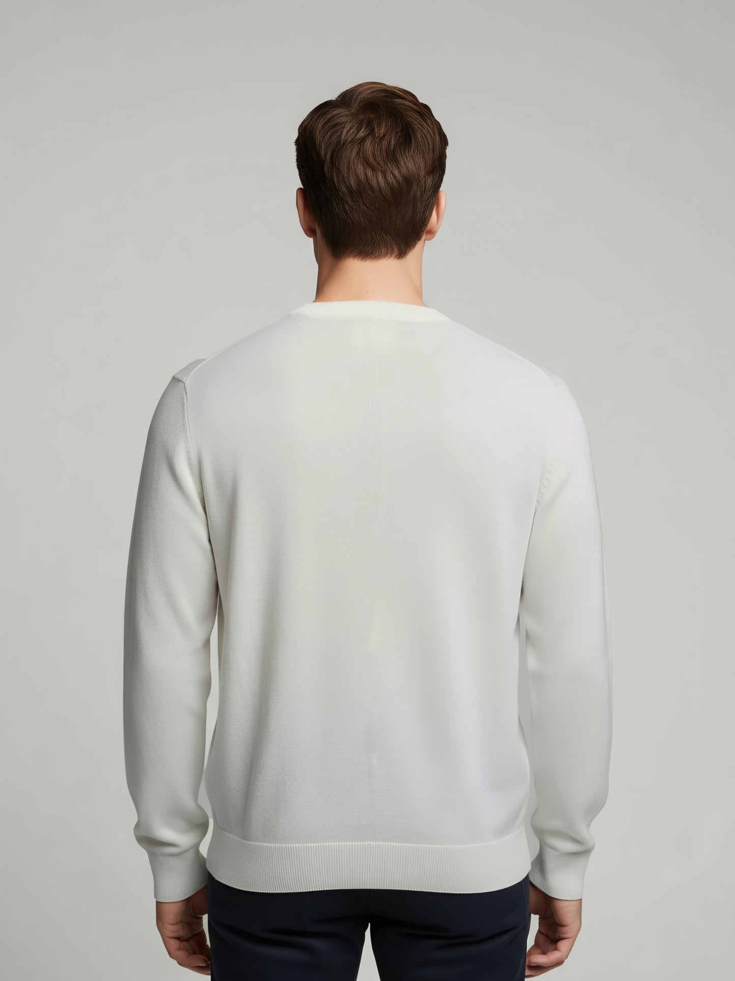 Celio Men Off White Solid Regular Fit Cotton Sweaters