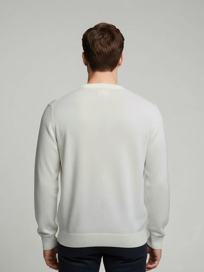 Celio Men Off White Solid Regular Fit Cotton Sweaters