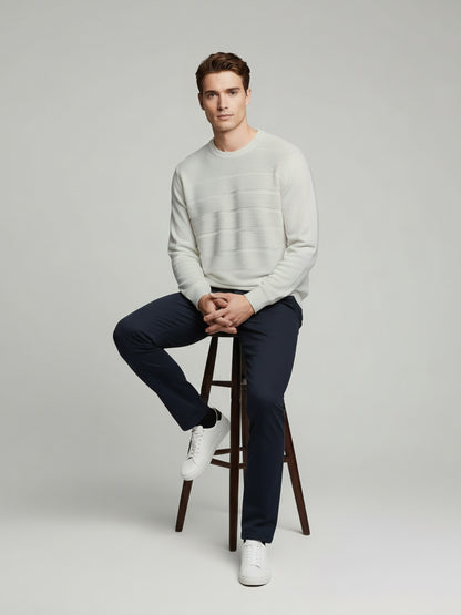 Celio Men Off White Solid Regular Fit Cotton Sweaters