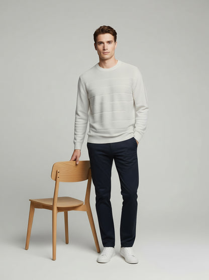 Celio Men Off White Solid Regular Fit Cotton Sweaters