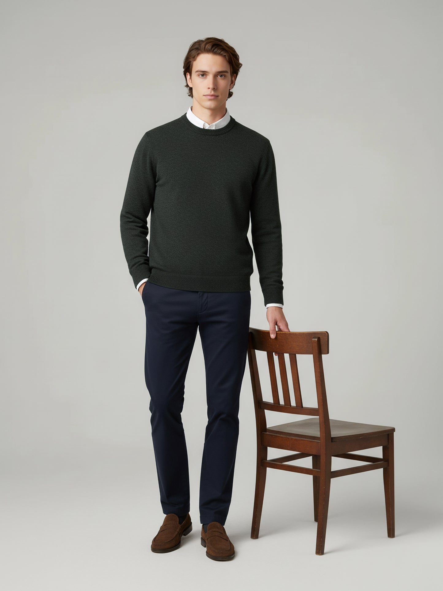 Celio Men Green Solid Regular Fit Cotton Sweaters