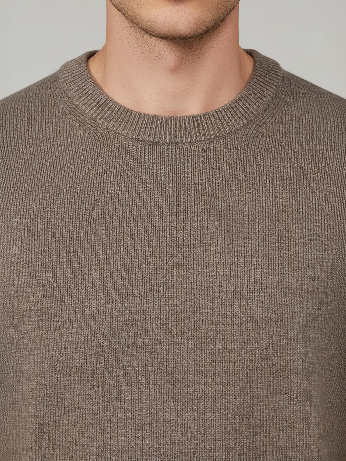 Celio* Men Beige Solid Regular Fit Cotton Sweaters