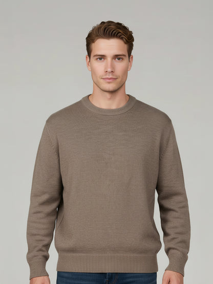 Celio* Men Beige Solid Regular Fit Cotton Sweaters