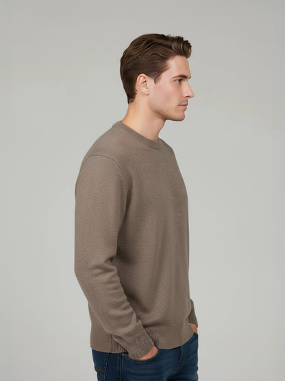 Celio* Men Beige Solid Regular Fit Cotton Sweaters