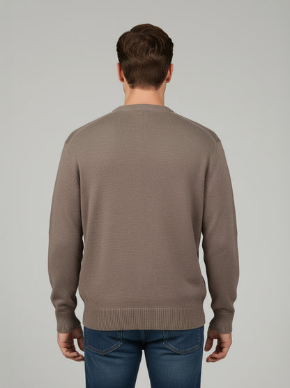 Celio* Men Beige Solid Regular Fit Cotton Sweaters