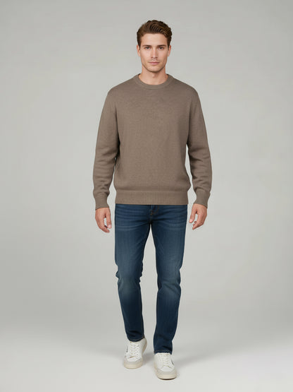 Celio* Men Beige Solid Regular Fit Cotton Sweaters