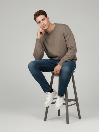 Celio* Men Beige Solid Regular Fit Cotton Sweaters