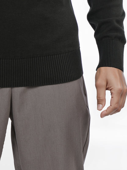 Celio* Men Olive Printed Regular Fit Cotton Sweater