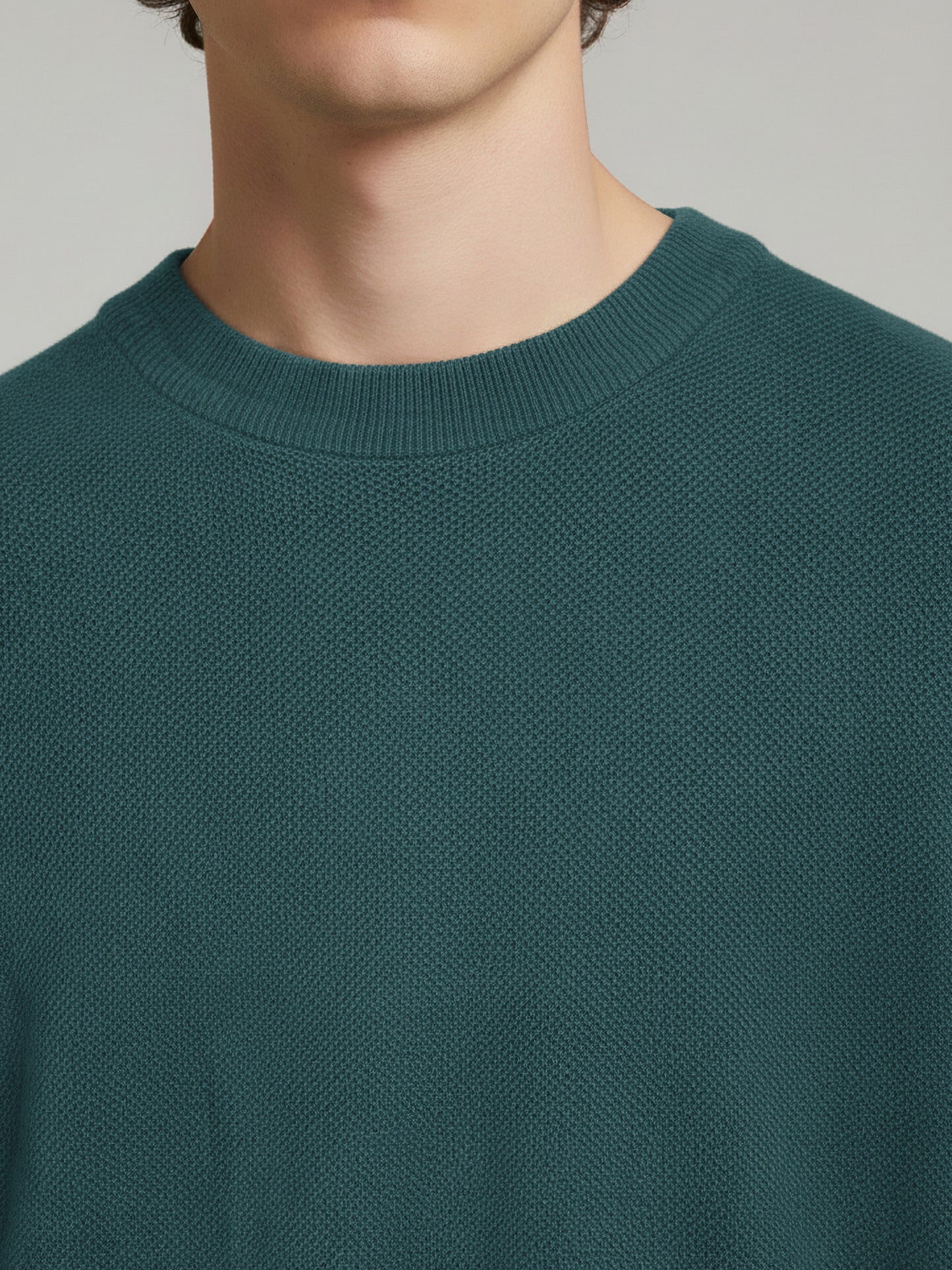 *Celio Men Green Solid Regular Fit Cotton Sweaters