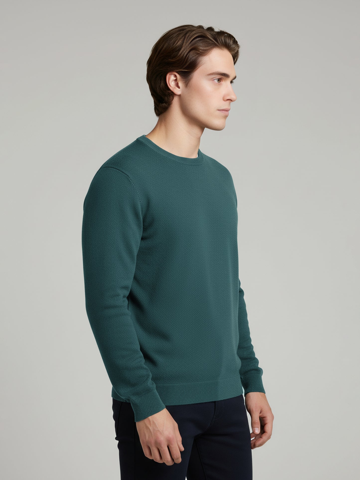 *Celio Men Green Solid Regular Fit Cotton Sweaters
