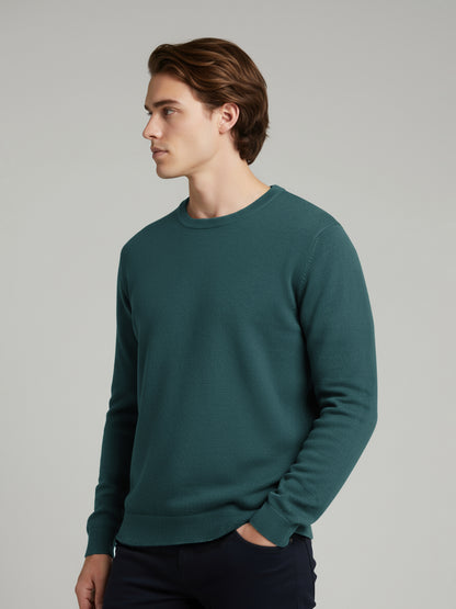 *Celio Men Green Solid Regular Fit Cotton Sweaters