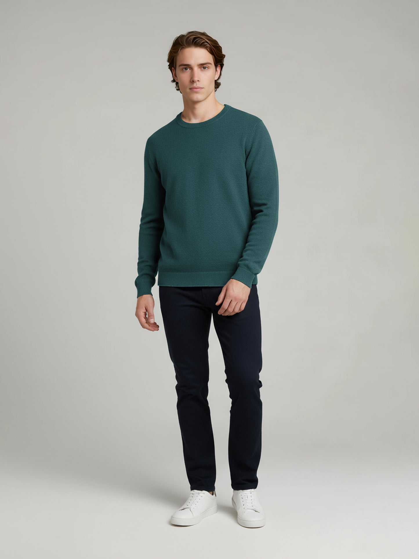*Celio Men Green Solid Regular Fit Cotton Sweaters
