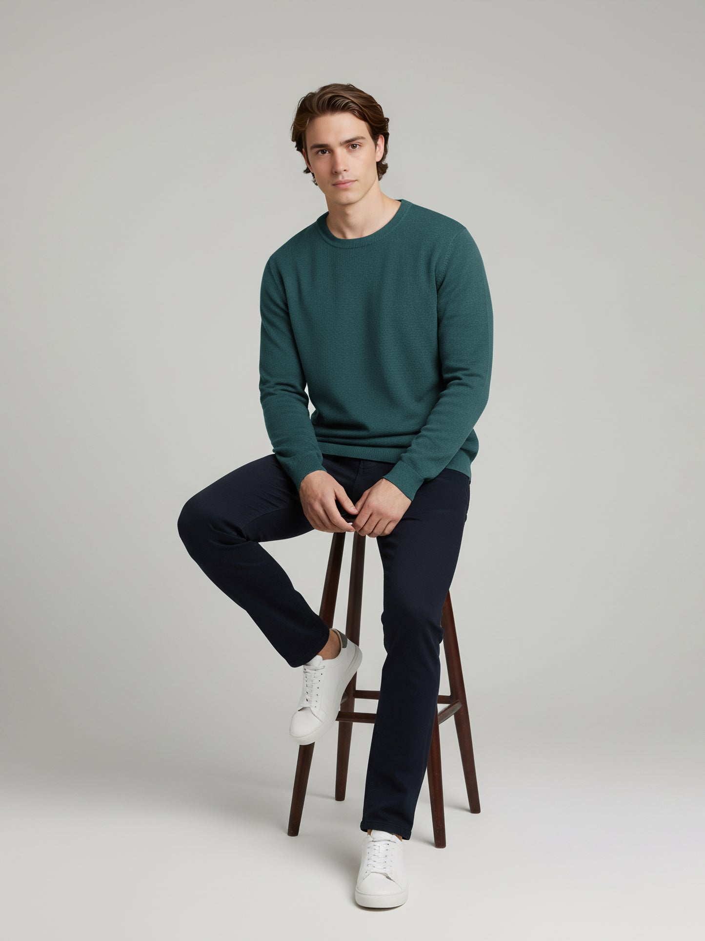 *Celio Men Green Solid Regular Fit Cotton Sweaters