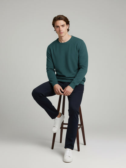 *Celio Men Green Solid Regular Fit Cotton Sweaters
