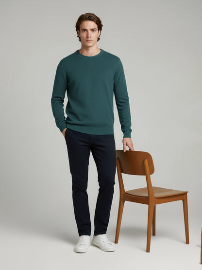 *Celio Men Green Solid Regular Fit Cotton Sweaters