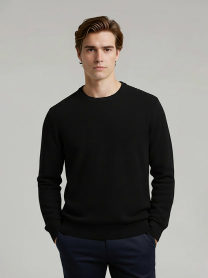 *Celio Men Black Solid Regular Fit Cotton Sweaters