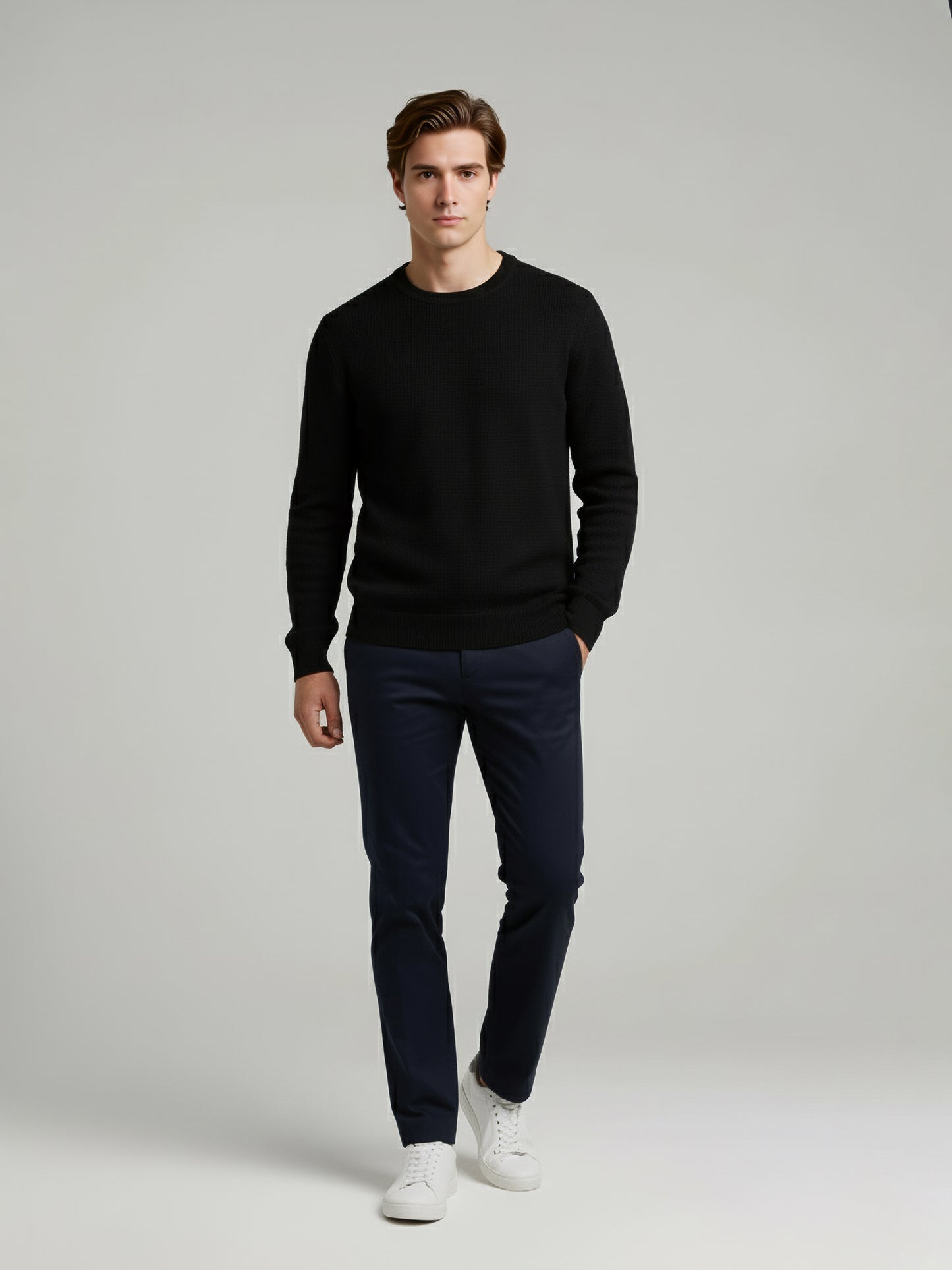 *Celio Men Black Solid Regular Fit Cotton Sweaters