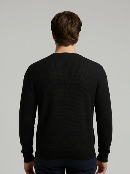 *Celio Men Black Solid Regular Fit Cotton Sweaters