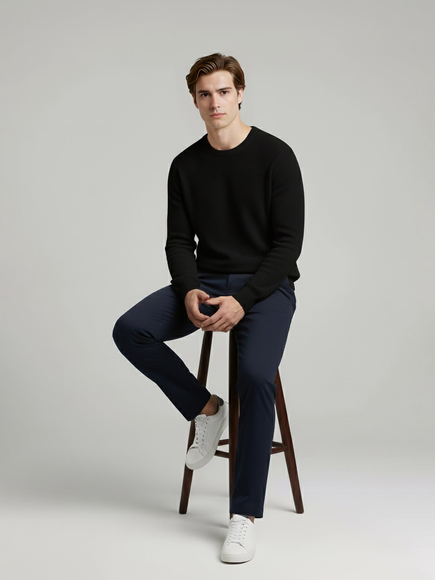 *Celio Men Black Solid Regular Fit Cotton Sweaters