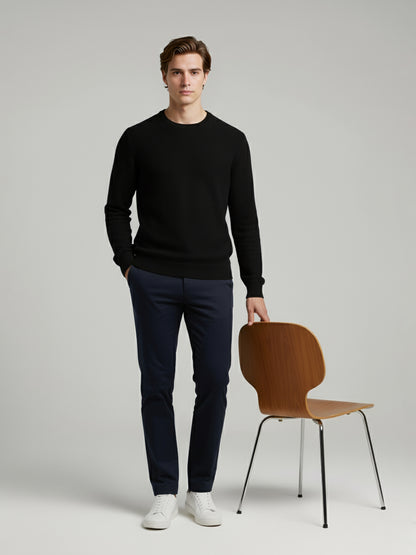 *Celio Men Black Solid Regular Fit Cotton Sweaters