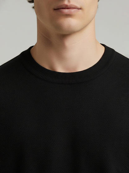*Celio Men Black Solid Regular Fit Cotton Sweaters