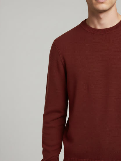 *Celio Men Brown Solid Regular Fit Cotton Sweaters