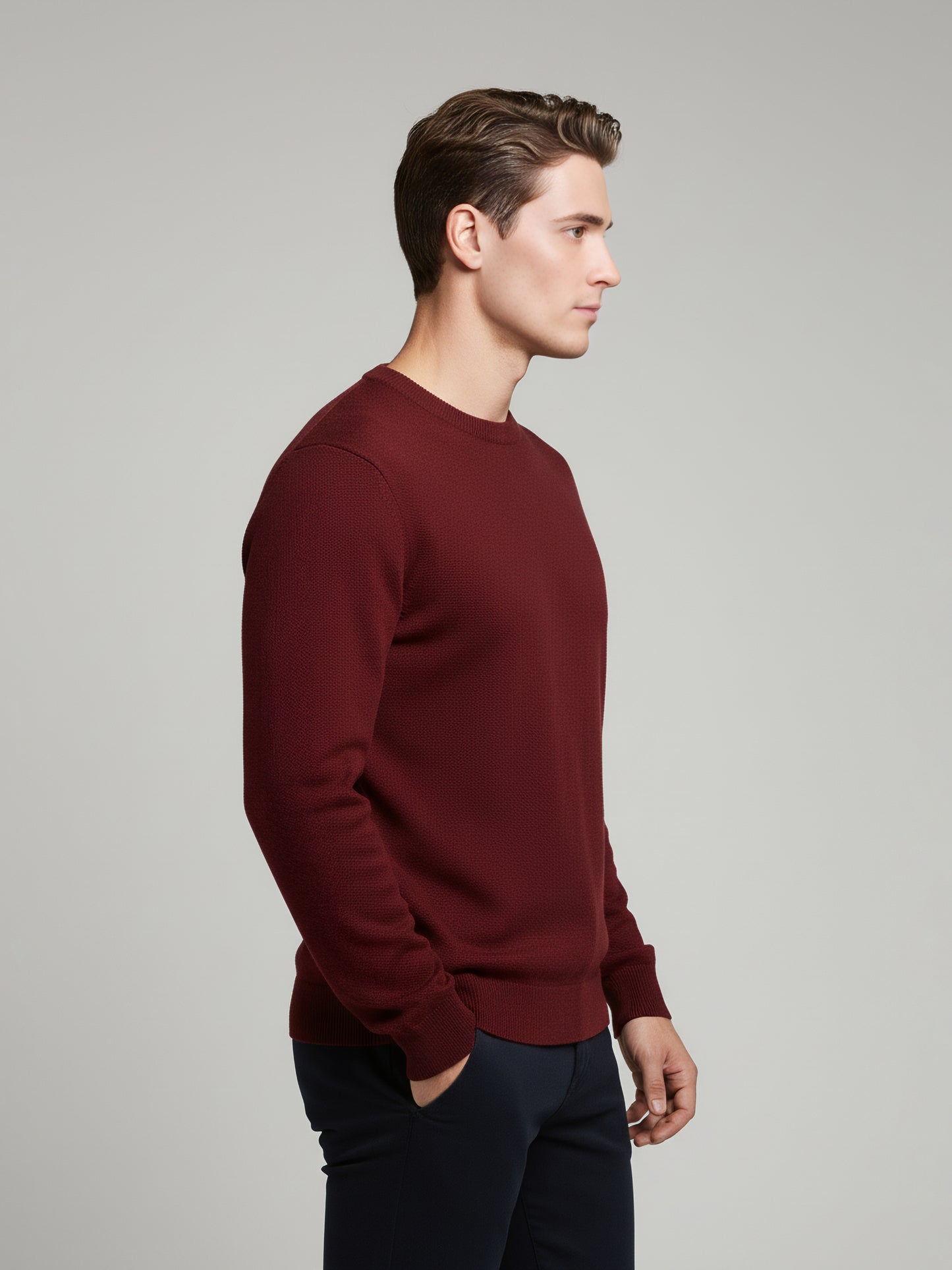 *Celio Men Brown Solid Regular Fit Cotton Sweaters