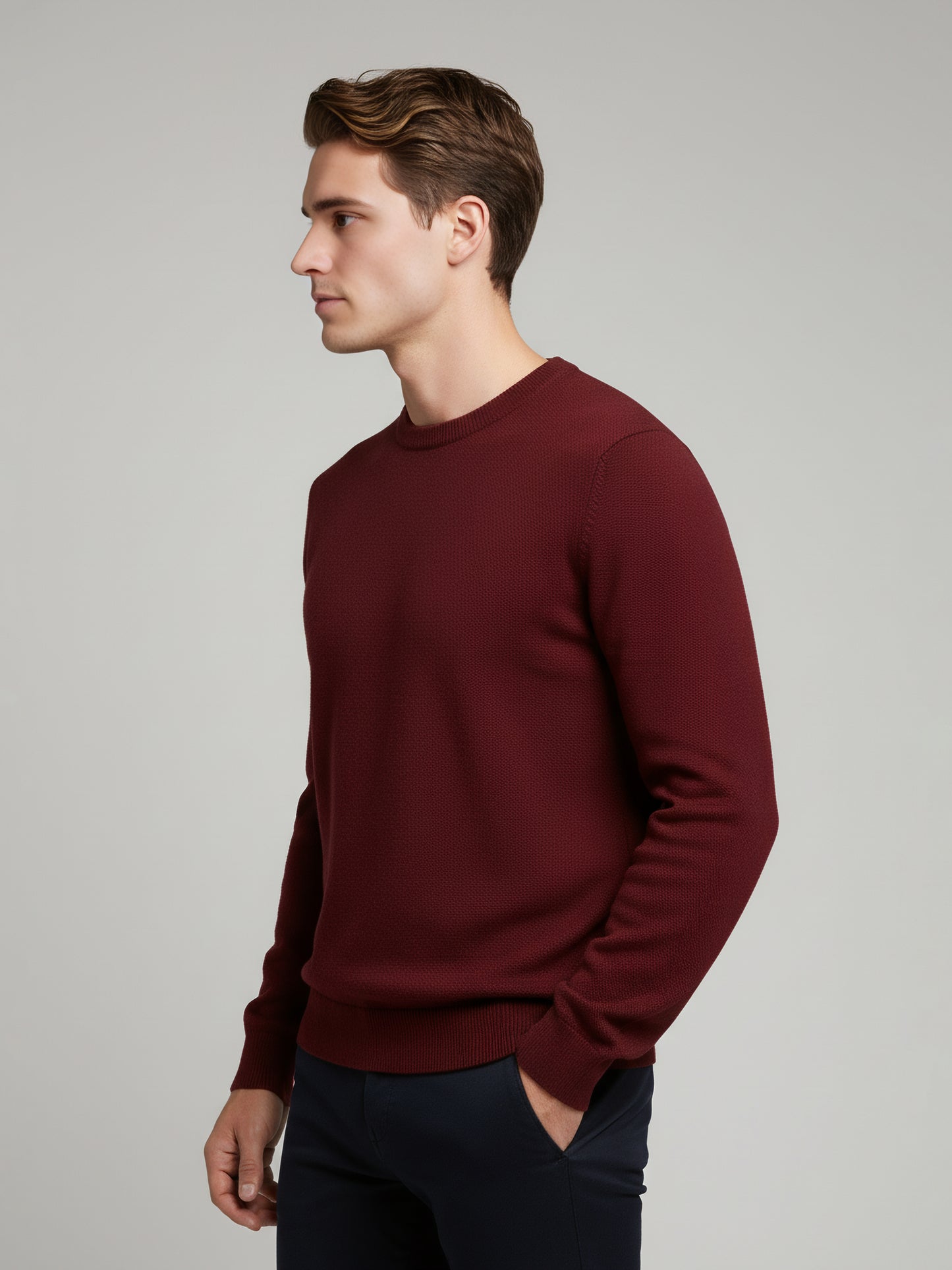 *Celio Men Brown Solid Regular Fit Cotton Sweaters