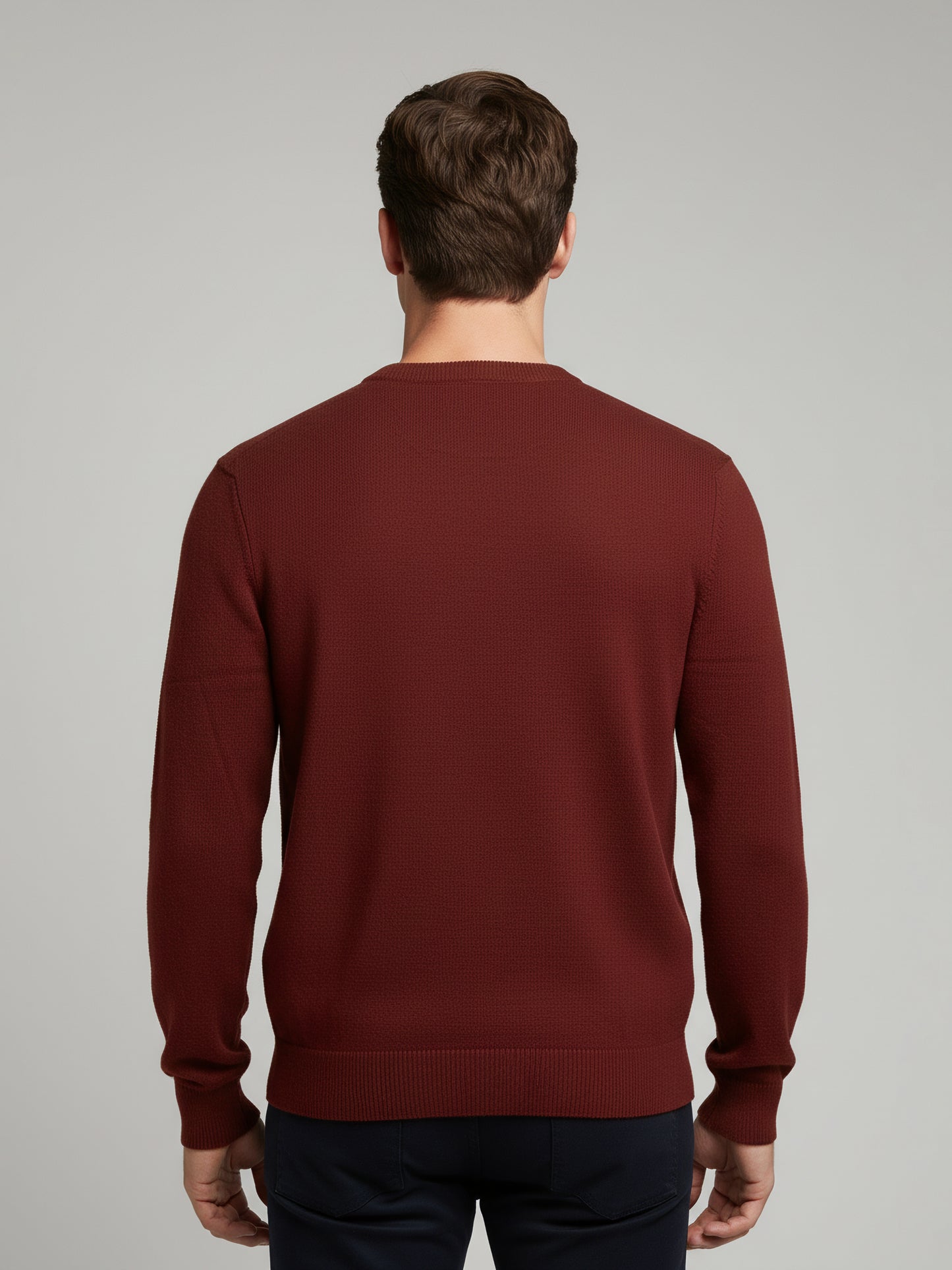*Celio Men Brown Solid Regular Fit Cotton Sweaters