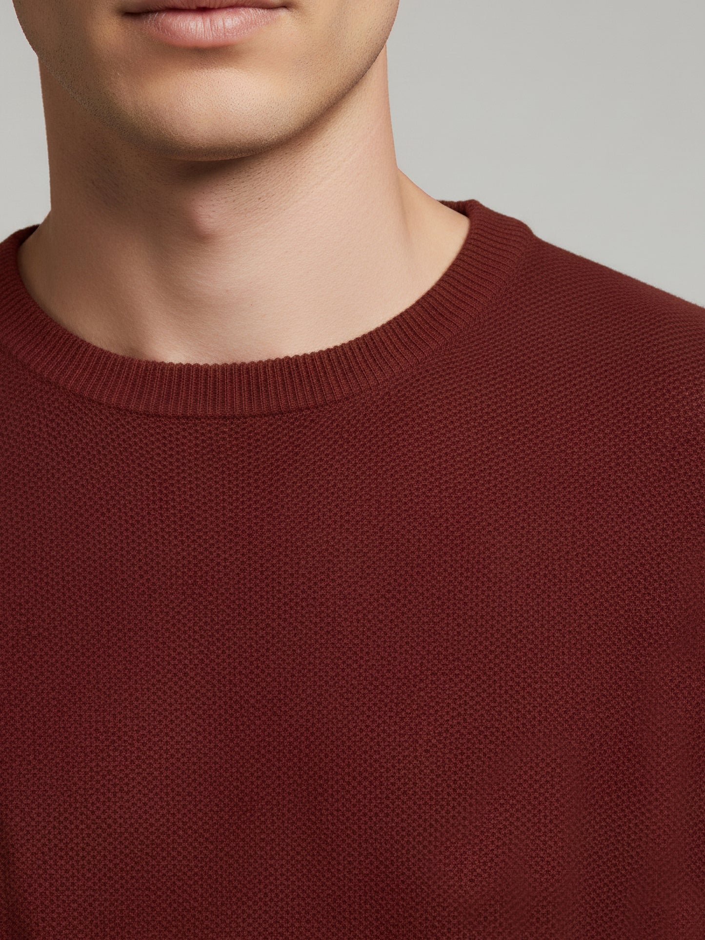 *Celio Men Brown Solid Regular Fit Cotton Sweaters