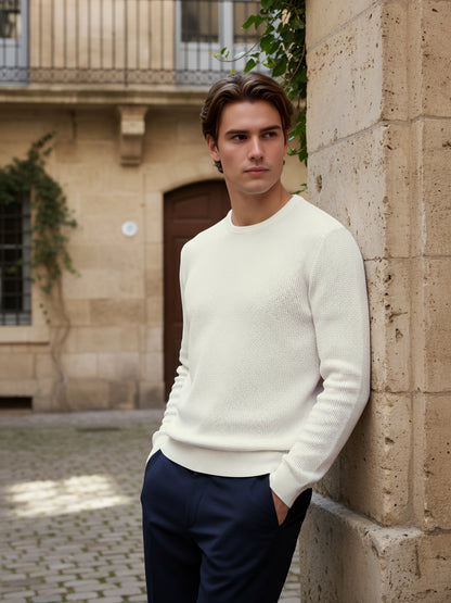 *Celio Men White Solid Regular Fit Cotton Sweaters