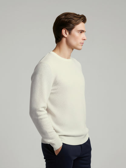 *Celio Men White Solid Regular Fit Cotton Sweaters