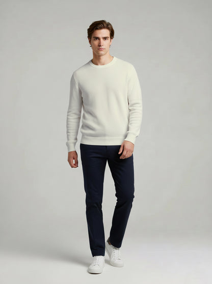 *Celio Men White Solid Regular Fit Cotton Sweaters