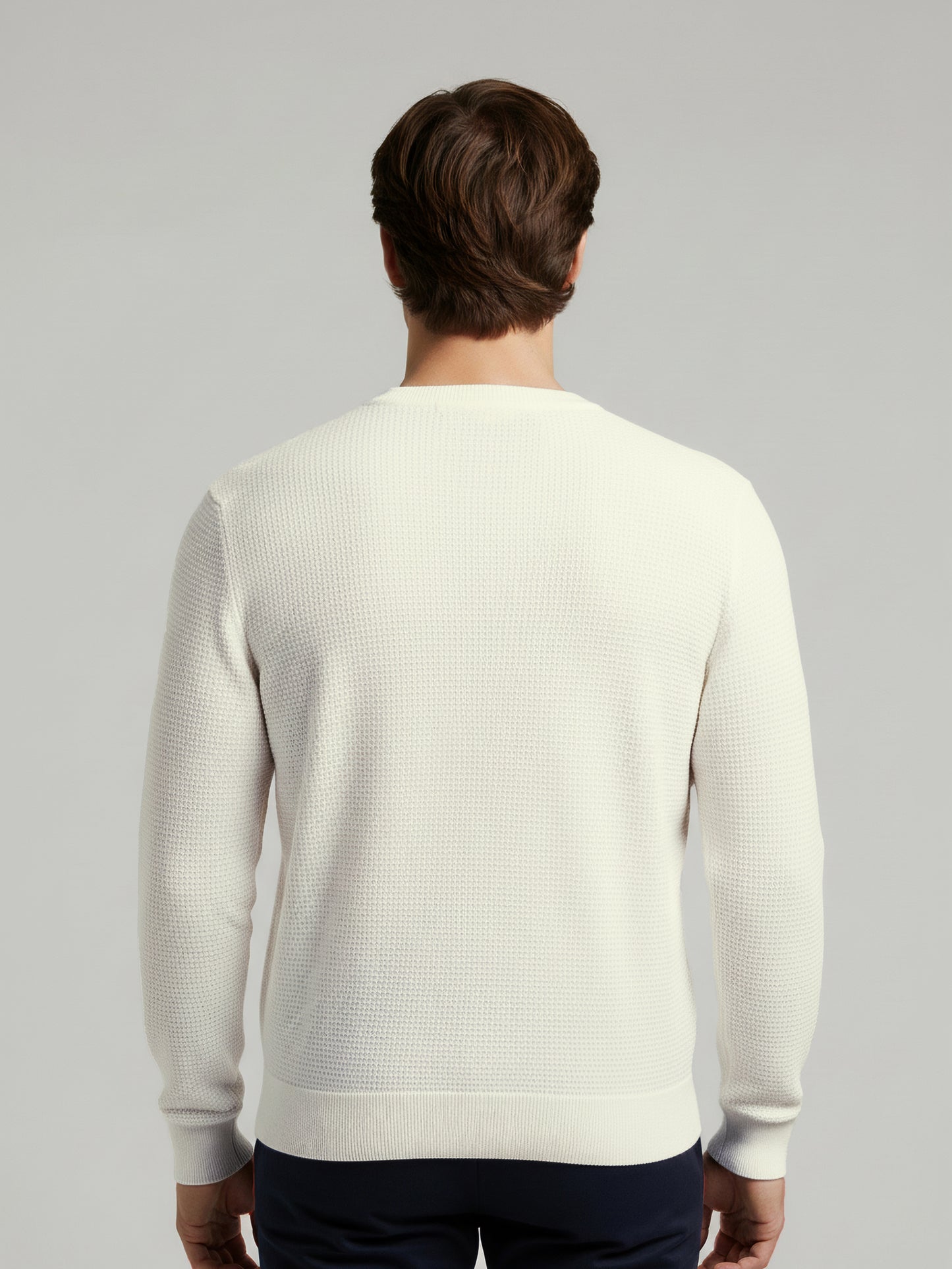 *Celio Men White Solid Regular Fit Cotton Sweaters