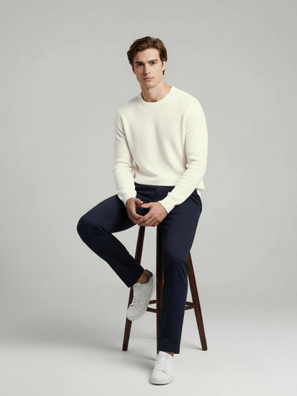 *Celio Men White Solid Regular Fit Cotton Sweaters