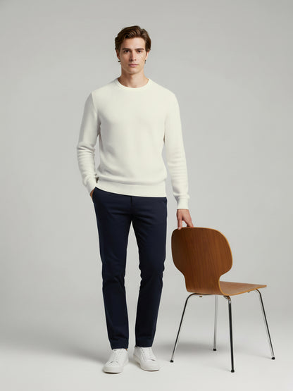 *Celio Men White Solid Regular Fit Cotton Sweaters
